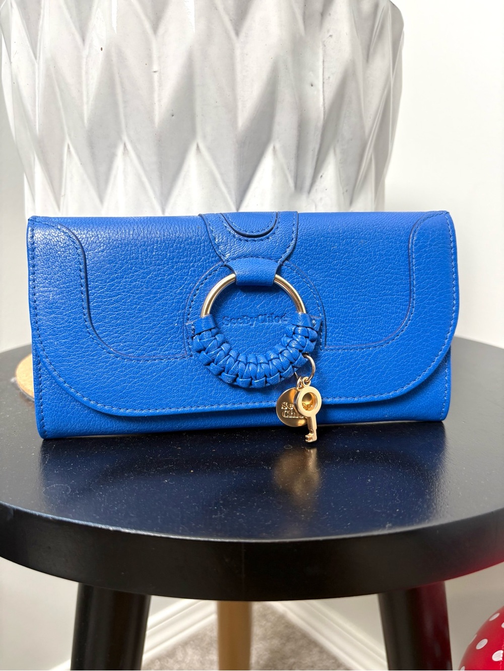 See By Chloe Hana Long Leather Blue Wallet